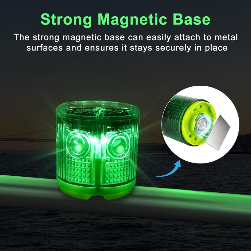 Aolyty Solar Strobe Warning Light Strong Magnetic Base Flashing Super Bright 360 Degree Automatically Turn On Waterproof for Construction Traffic Factory (Green) - Image 2
